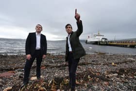 Chancellor Rishi Sunak and Leader of the Scottish Conservatives, Douglas Ross, on a recent visit to the Isle of Bute.Photo: Jon Devlin