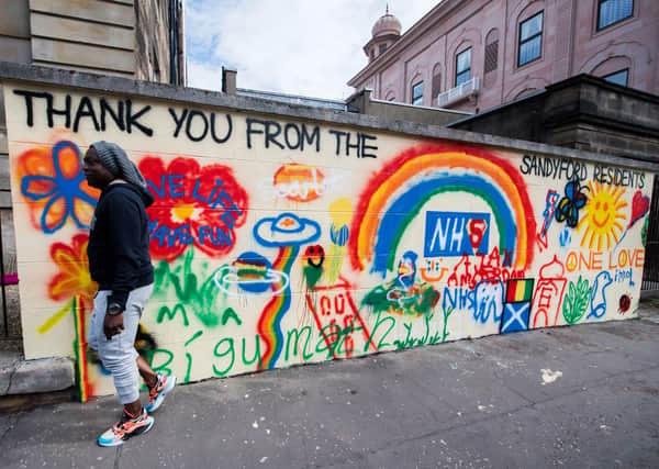 A mural dedicated to the NHS and key workers in Sandyford, Glasgow. Photo: John Devlin.