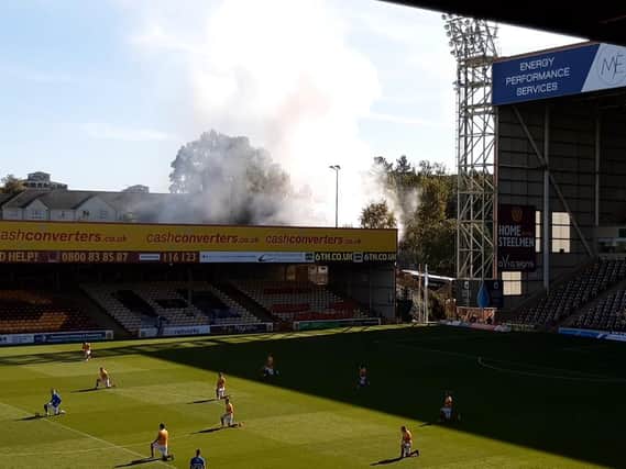 The fireworks are let off outside Fir Park (Pic by Craig Goldthorp)