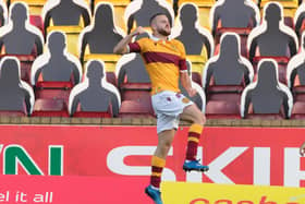 Allan Campbell celebrates scoring for Motherwell (Pic by Ian McFadyen)