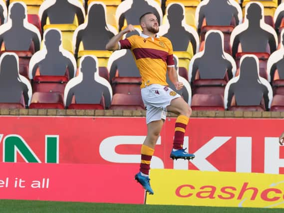 Allan Campbell celebrates scoring for Motherwell (Pic by Ian McFadyen)