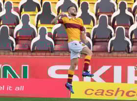 Allan Campbell celebrates scoring for Motherwell (Pic by Ian McFadyen)