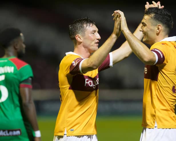 Tony Watt (right) scored twice for Motherwell in European club competition this season (Pic by Ian McFadyen)