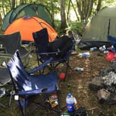 Dirty campers...have strewn the countryside with their discarded rubbish, leaving sites like this for land managers and their staff to clean up.