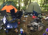 Dirty campers...have strewn the countryside with their discarded rubbish, leaving sites like this for land managers and their staff to clean up.