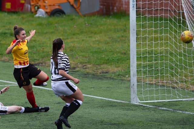 Thistle’s Eleanor Smith opens the scoring in the second half (photo: Ian Cairns)