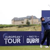 Ewen Ferguson plays his shot off the 11th tee during day two of the Scottish Championship presented by AXA at Fairmont St Andrews on October 16, 2020 in St Andrews, Scotland. (Photo by Richard Heathcote/Getty Images)