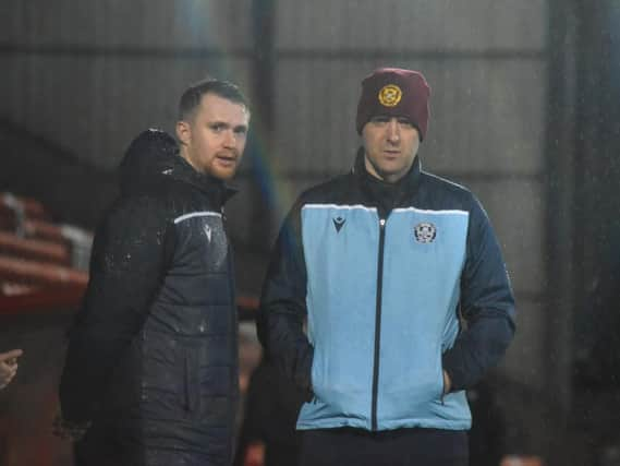 Stewart Hall (left) felt Motherwell Ladies FC should have had a penalty at Forfar Farmington