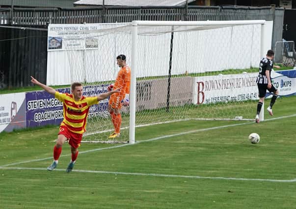 James Finlay celebrates after scoring the historic first Rossvale goal in senior football (pic: Adrian Foster-Western)
