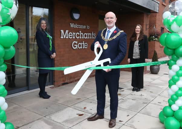 Lord Provost Philip Braat cuts the ribbon at the opening of Merchant Gate. (Photo: Stewart Attwood)