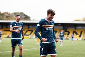 Callum Lang, right, and strike partner Tony Watt both netted in last Saturday’s 2-0 win at Livingston (Pic by Ian McFadyen)