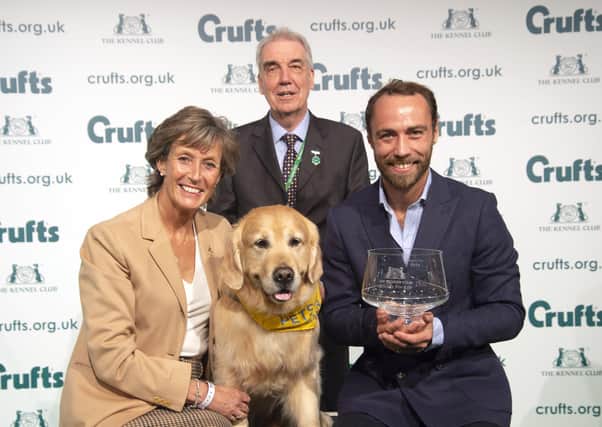This year’s winner...Leo with owner Lyndsey Uglow, James Middleton and Rev Bill King at Crufts. (Pic: Flick.digital).