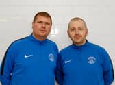 Mark Weir (left) is pictured with his Carluke Rovers assistant manager Kenny Neill