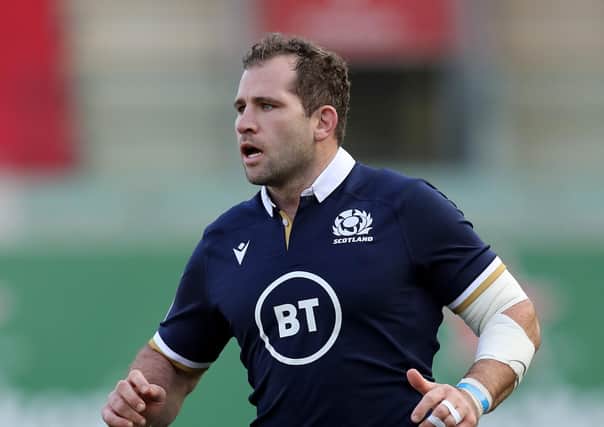Fraser Brown playing for Scotland against Wales in October during last year’s Six Nations. (Photo by David Rogers/Getty Images)