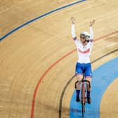Katie Archibald celebrates after her victory (pic: SWpix.com)