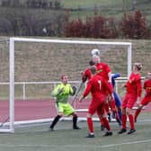 This late Forth Wanderers own goal earned Carluke a 2-2 draw in a pulsating local derby (Pic by Kevin Ramage)