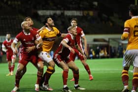 Ricki Lamie had a fine match defensively for Motherwell against Aberdeen (Pic by Ian McFadyen)