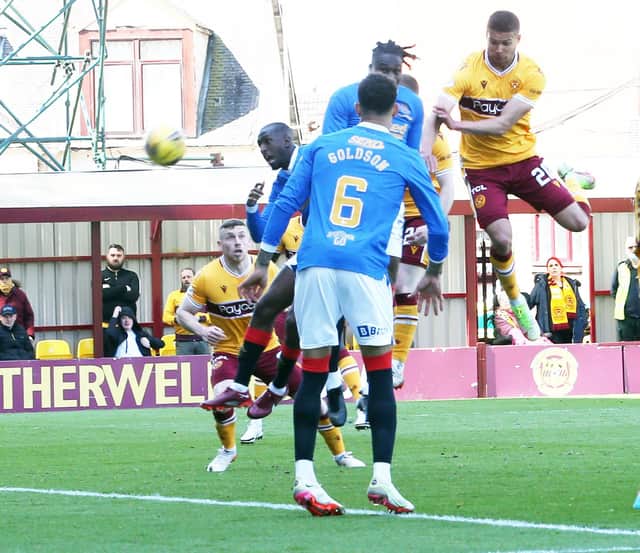 Tierney header on its way towards Rangers net
