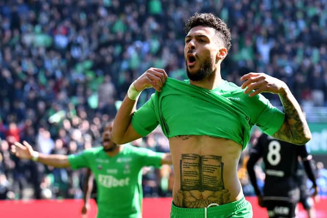 Saint-Etienne's Gabonese forward Denis Bouanga was reportedly the subject of an enquiry from Rangers. (Photo by JEAN-PHILIPPE KSIAZEK/AFP via Getty Images)
