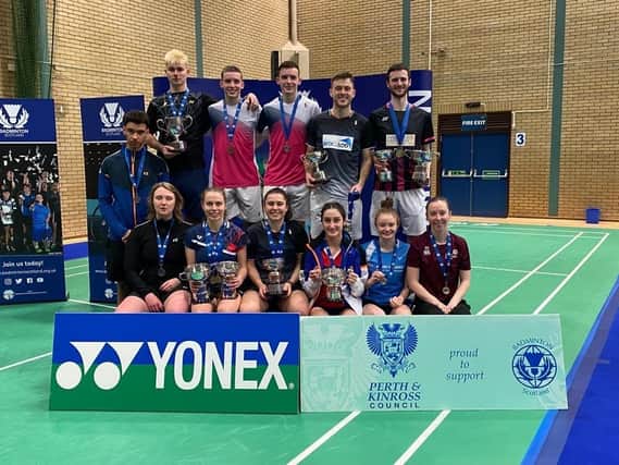 Alex Dunn (back row, second right) lines up with the other Yonex Scottish National Badminton Championships finalists