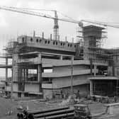 New multi-level town centre at Cumbernauld under construction in 1965.