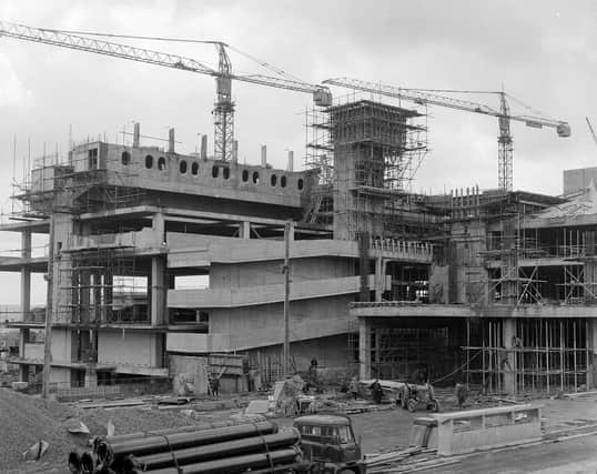 New multi-level town centre at Cumbernauld under construction in 1965.