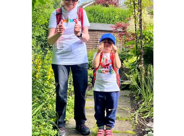 David and gran on walk for charity