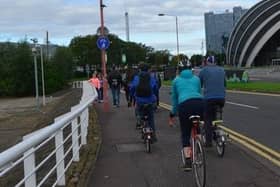 A congested section of shared path used by walkers and cyclists beside the Armadillo venue at the SEC in Glasgow. Picture: Cycling Embassy of Great Britain