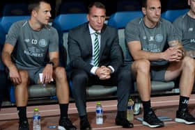 John Kennedy, right, with Brendan Rodgers and Chris Davies at Celtic,  the now interim manager of the Glasgow club turning down the chance to join the pair at Leicester City. (Photo by Craig Williamson/SNS Group)