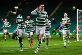 Celtic's Joey Dawson celebrates after making it 5-2 over Rangers in the B team derby at Celtic Park. (Photo by Craig Foy / SNS Group)