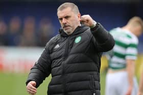 Celtic manager Ange Postecoglou celebrates the win over Ross County.
