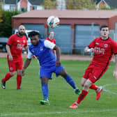 Penalty for handball was awarded against Rovers Maxime Neossi, wearing blue (Library pic by Kevin Ramage)