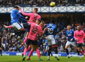 Rangers' Connor Goldson scores to make it 1-0 to Rangers against Raith Rovers (Photo by Craig Foy/SNS Group)