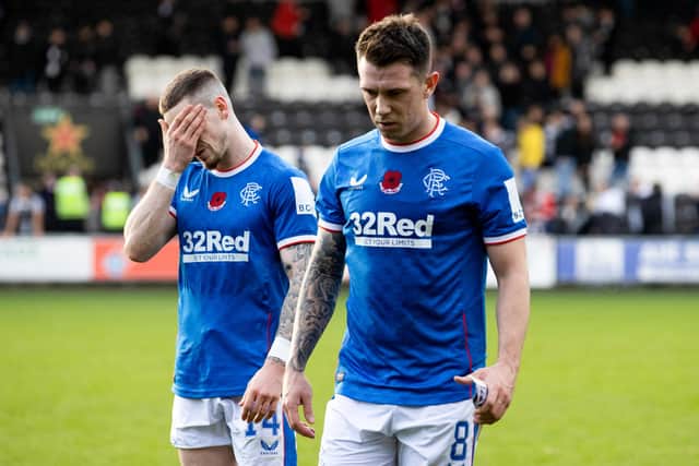 Rangers' Ryan Kent and Ryan Jack trudge off dejectedly after the 1-1 draw with St Mirren earlier this month.