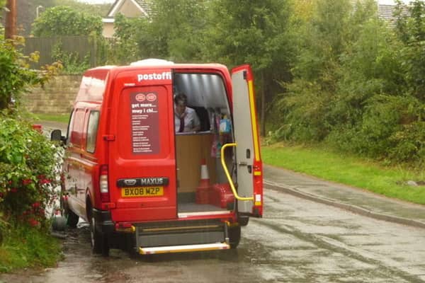 A mobile post office will serve Eaglesham once a week. © Copyright Chris Downer and licensed for reuse under Creative Commons Licence.