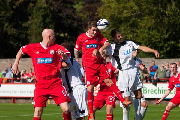 Ryan Donnelly scoring a goal for former club Brechin City (Pic by Derek Watt)