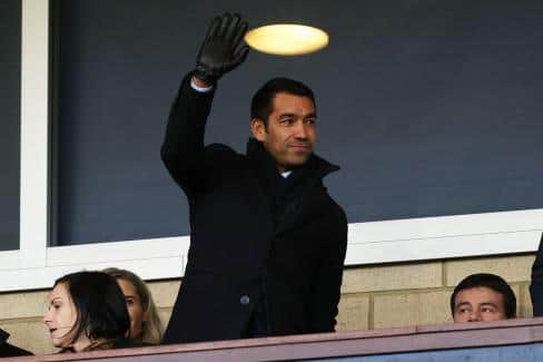 New Rangers' manager Giovanni van Bronckhorst takes his seat at Hampden Park. (Photo by Craig Williamson / SNS Group)