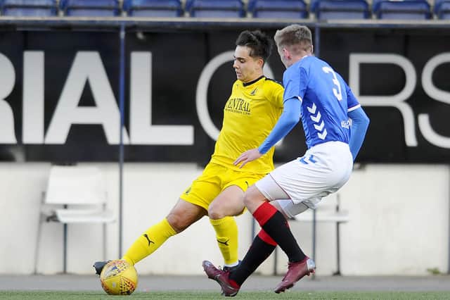 Matthew Shiels in action for Rangers against a Falkirk XI
