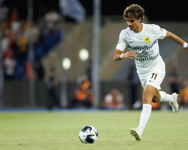 Former Celtic winger Jota in action for Al-Ittihad during the 2023 Arab Club Champions Cup group A match against Tunisia's Esperance de Tunis. (Photo by -/AFP via Getty Images)