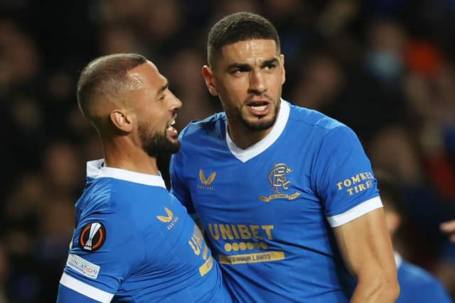 Rangers' Kemar Roofe (left) with Leon Balogun.