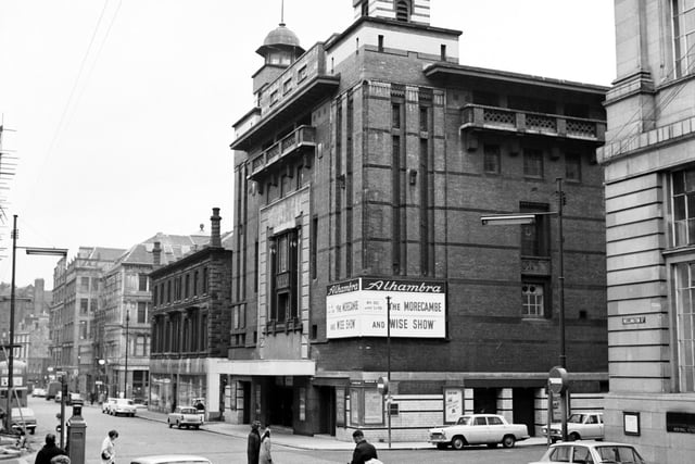 An exterior view of the Alhambra Theatre in Glasgow in 1969.