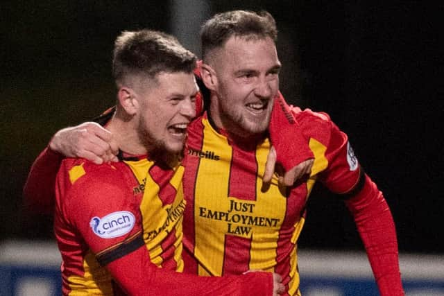 Partick Thistle's Kevin Holt (3) celebrates scoing a late winner over Inverness CT at Firhill.