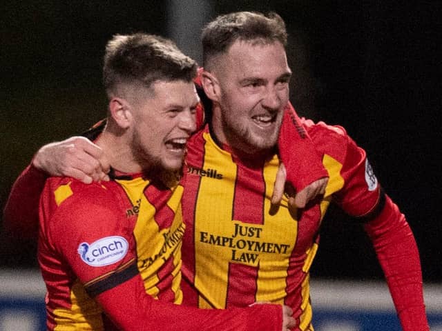 Partick Thistle's Kevin Holt (3) celebrates scoing a late winner over Inverness CT at Firhill.