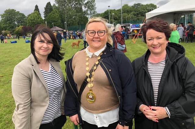 from left, Councillor Pamela Marshall, a staunch supporter of YourKirky, Provost Gillian Renwick and MSP Rona Mackay at this year’s Kirkintilloch Gala Day.