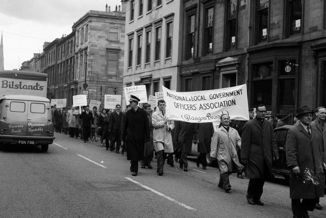 NALGO members pay protest march to the City Chambers in Glasgow.