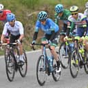 John Archibald (blue) in a breakaway during this year's Tirreno-Adriatico stage race in Italy (pic: La Presse)
