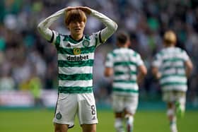 Kyogo Furuhashi was on target as Celtic overcame Dundee 3-0 at Parkhead.