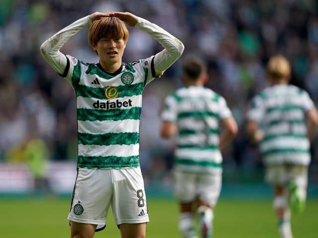 Kyogo Furuhashi was on target as Celtic overcame Dundee 3-0 at Parkhead.