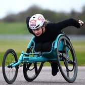 Melanie Woods in action at the Muller Wheelchair Marathon at Thruxton Circuit (Photo by Tom Dulat - British Athletics/British Athletics via Getty Images)