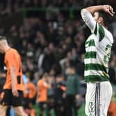 Celtic's Matt O'Riley reacts after missing a chance during the 1-1 draw with Shakhtar Donetsk. (Photo by Rob Casey / SNS Group)